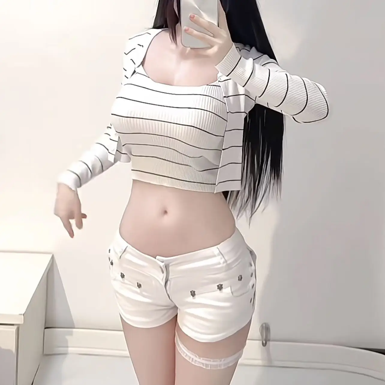 

Summer New Y2k Shorts Low Waist Denim Shorts Rivets White Slim Skinny A-word Jean Shorts