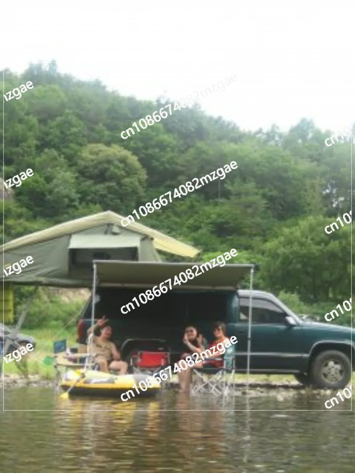 Free Build Quick Start Roof Tent for 3-4 People, Exquisite Camping, Weatherproof and Rainproof Tent