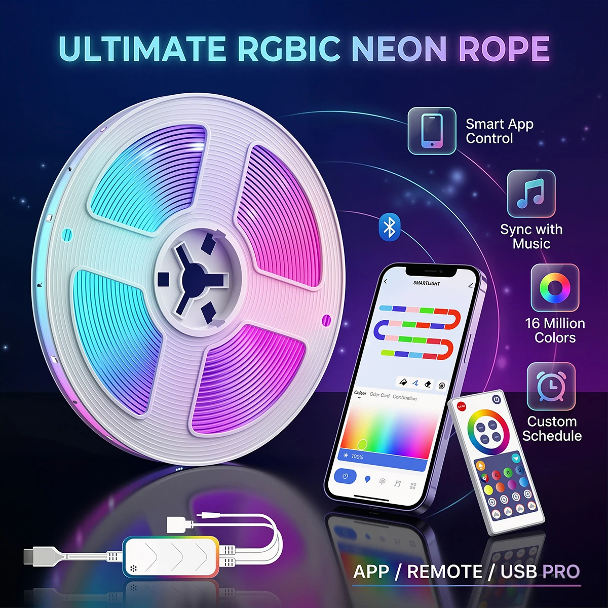 Tuya LED Light Smart RGBIC LED Strip Light 1-5m DC5V Bluetooth App Control Magic Color Flexible Ribbon Lamp USB TV Backlight