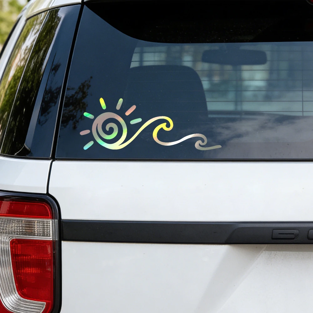 Ocean Sun Decal Wave and Sun Vinyl Art Stickers Sunshine Beach Decals Car Window Laptop Suitcase Sticker Decoration