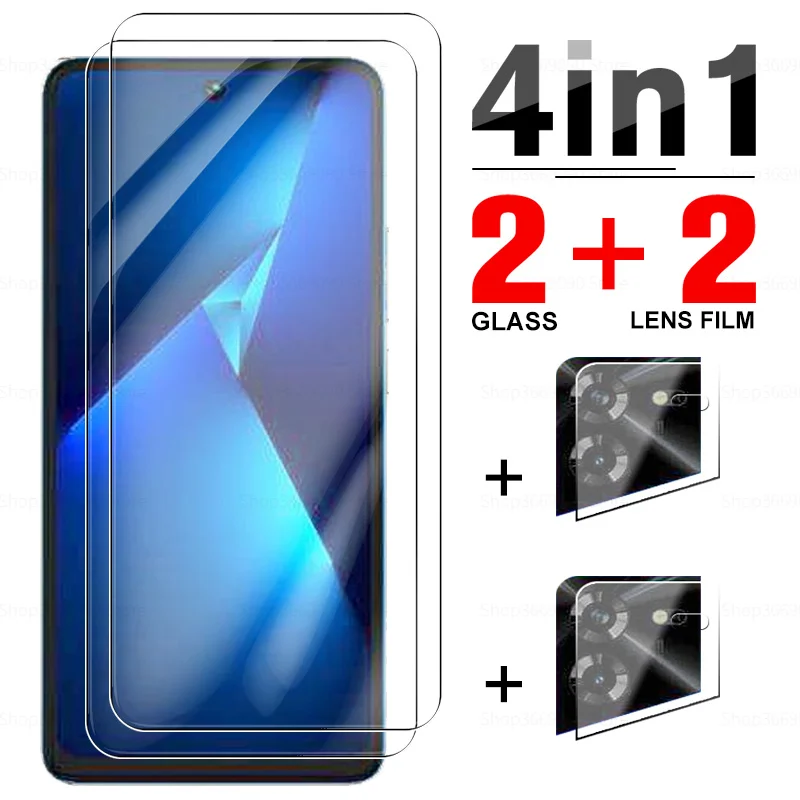 4in1 Tempered Glass For Tecno Pova 5 Full Cover Screen Protectors For Tecno Pova5 TecnoPova5 LH7n 4G 6.78inches Camera Lens Film