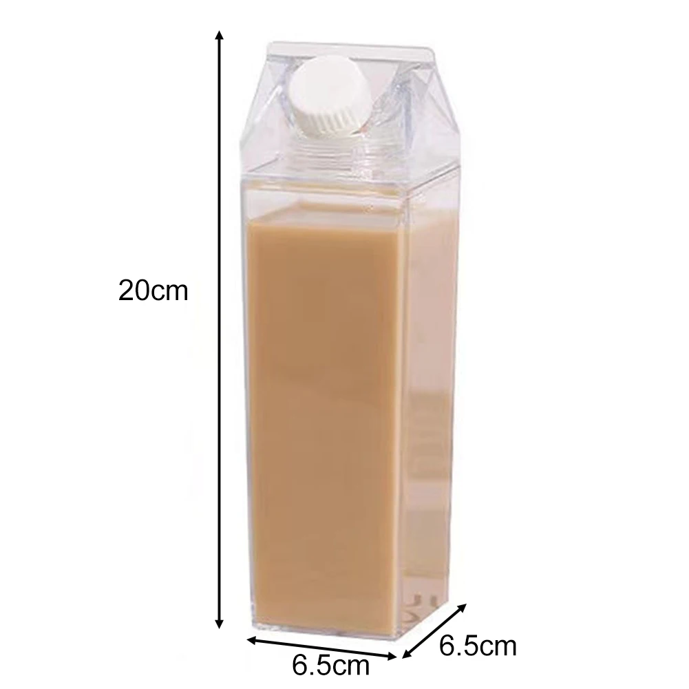 Portable Clear Plastic Milk Carton Water Bottle Transparent Design for Juice Tea Multiple Capacities to Choose From