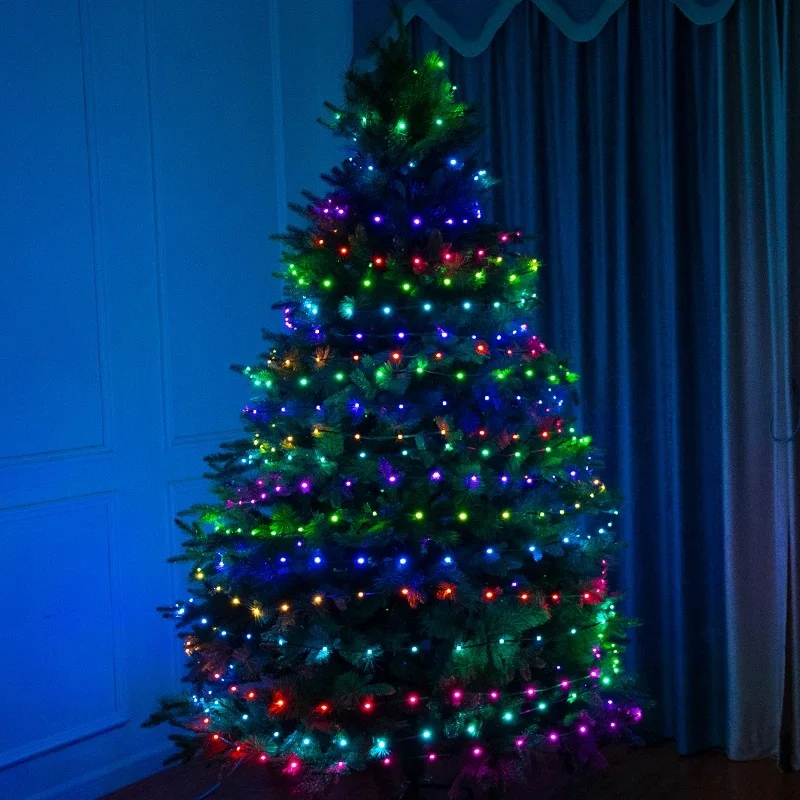 Lucine a strisce LED a colori da sogno con filo verde nero WS2811 RGBIC indirizzabili individualmente 5V Decora l'albero di Natale