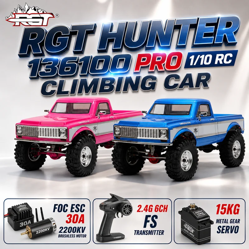 Hot RGT 136100PRO Hunter 1/10 Brushless Simulation Remote Control Off-Road Climbing Truck RC Electric Waterproof Model With LED
