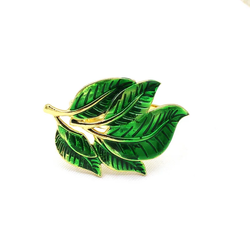 

4pcs/lot Hot Sale Green Leaf Napkin Ring Leaf Napkin Buckle Festive Party Napkin Holder Desk Decoration napkin rings holders