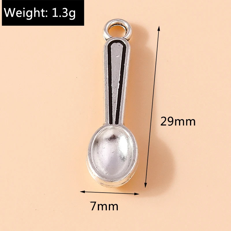 20pcs 7x29mm Cute Alloy Spoon Charms Pendants for Jewelry Making Drop Earrings Necklaces Bracelets Accessories DIY Crafts Gifts