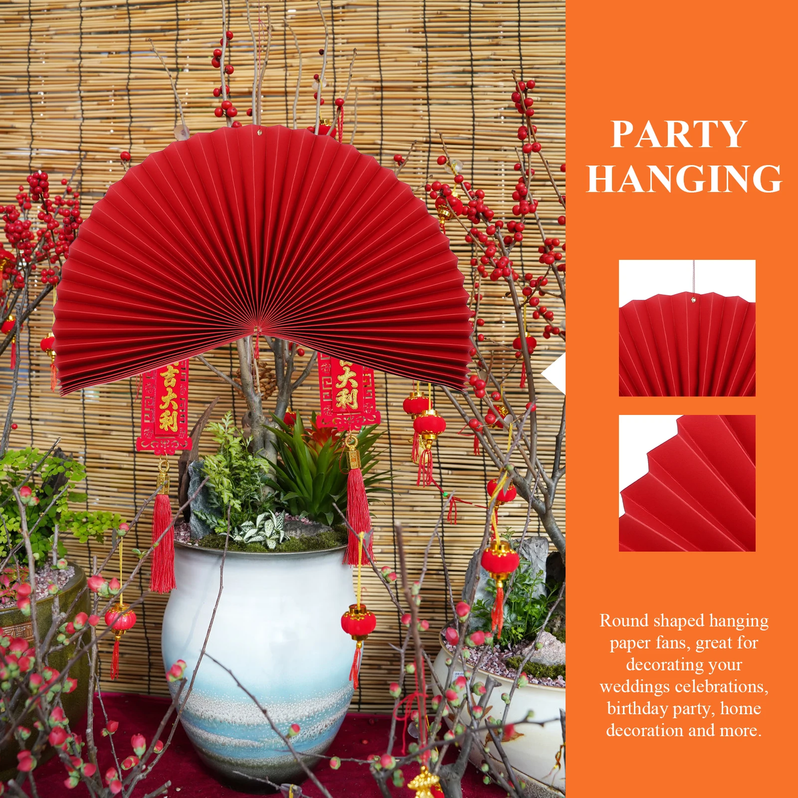 

Fan Chinese Style Hanging Wedding Decor Ceiling Pendant Paper Decoration Folding Fans