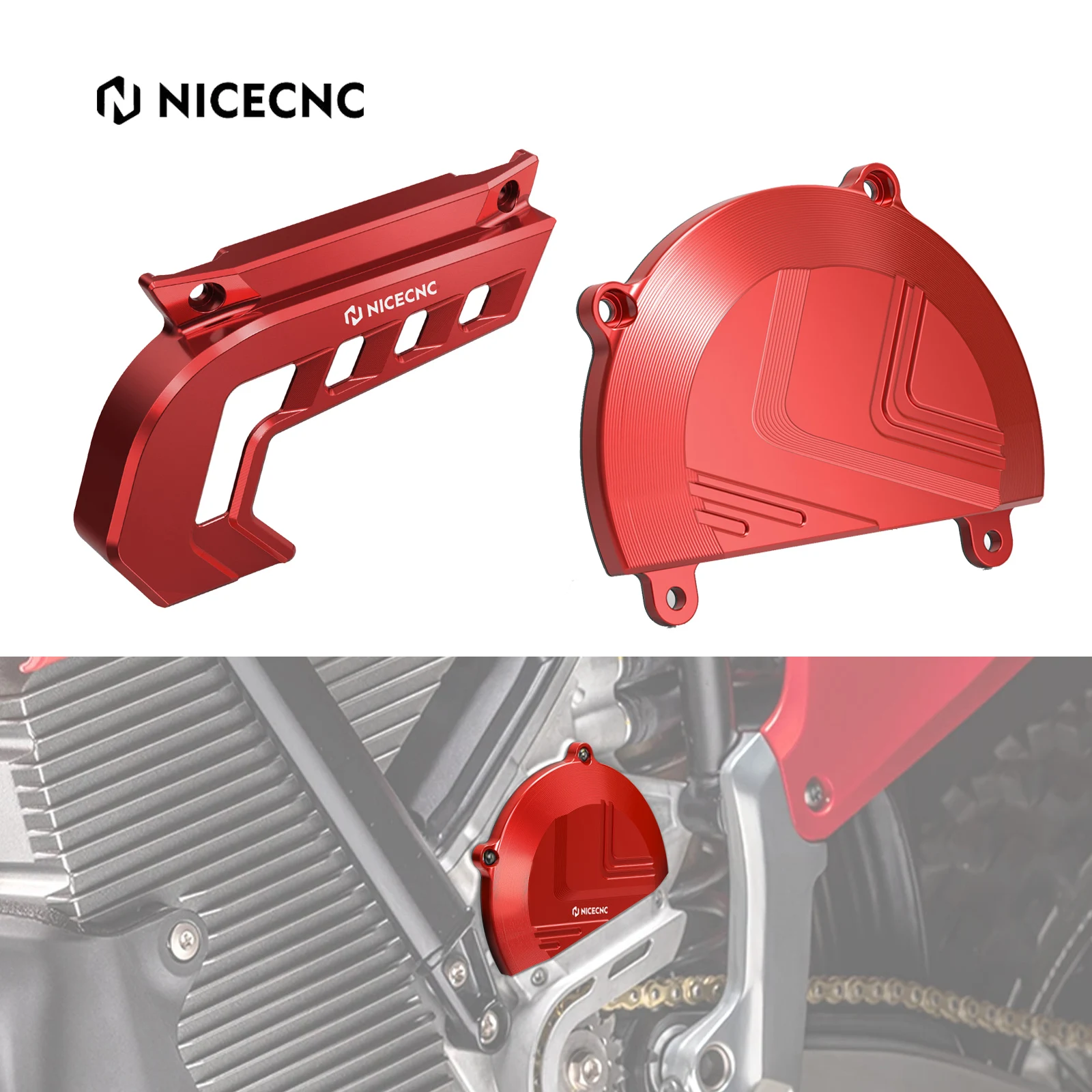 

NICECNC For Stark Varg EX 2024-2025 Left Large Motor Cover & Sprocket Cover Chain Guard For Stark Varg MX Electric Dirt Bike