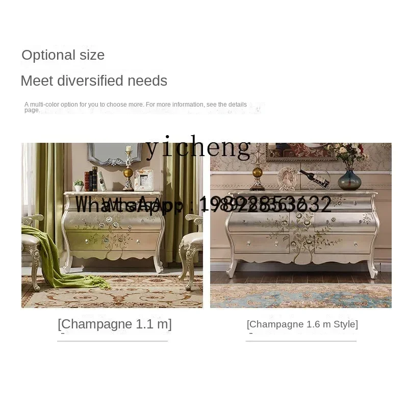 LYY  European Style Entrance Cabinet French Retro Living Room Art Hallway behind Sideboard Cabinet