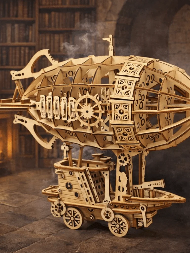 Modèle d'airship en bois à construire, artisanat manuel, conception mécanique, puzzle en bois 3D, kits de modèles mécaniques 3D pour adolescents