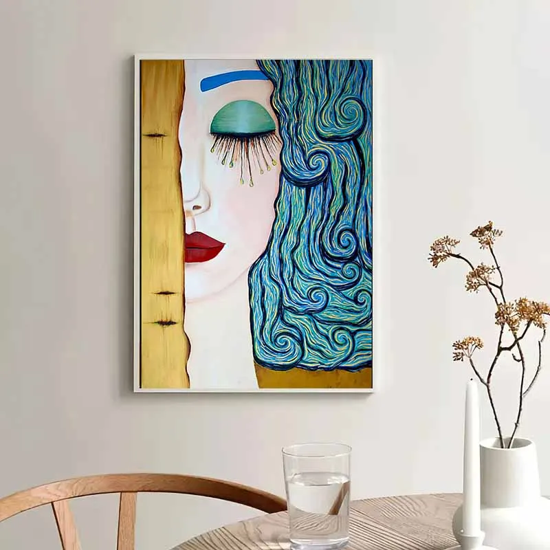 Pintura abstracta de Gustav Klimt "El beso", póster en lienzo, impresiones en lienzo de Romeo y Julieta para decoración del hogar y la sala de estar, sin marco