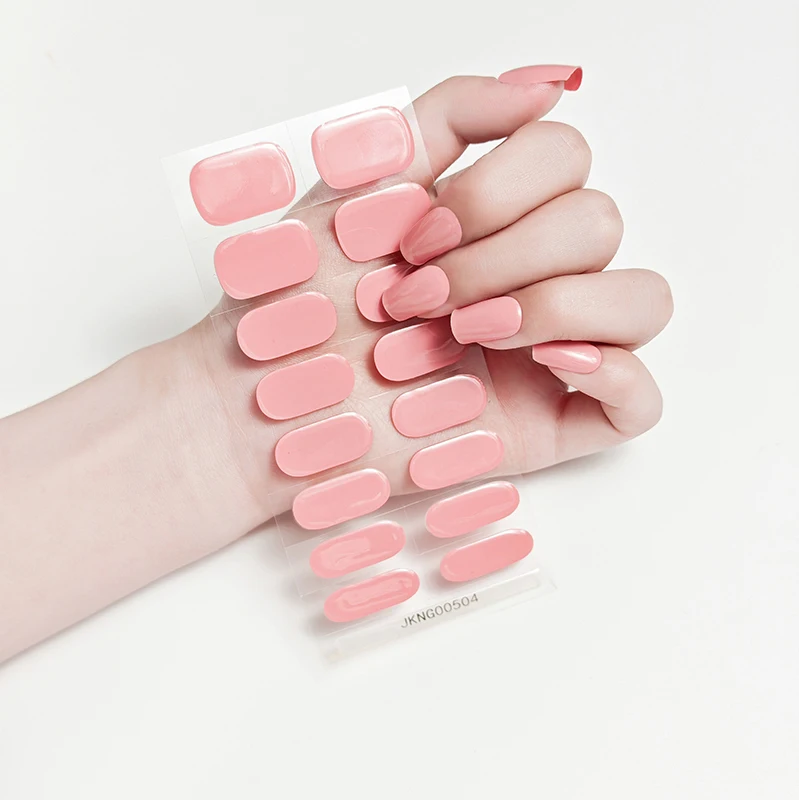 ملصقات شبه معالجة بلون سادة وغطاء كامل للأشعة فوق البنفسجية وشرائط أظافر جل لتزيين الأظافر بلون نقي يدوم طويلاً #3