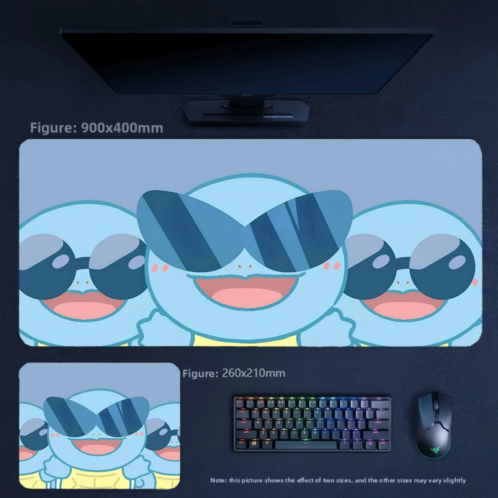 Multi-Size Leather Mouse Pad Cartoon Pokémon Squirtle Series Leather Mousepad High Quality Non-slip Mouse Keyboard Pad Table Mat