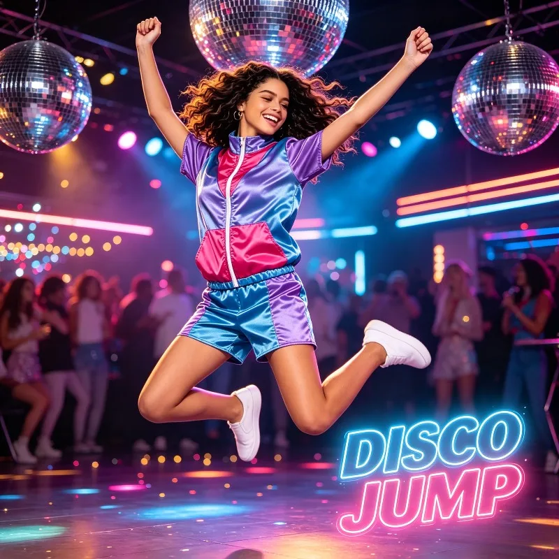 1. 80s Retro Disco Tracksuit Neon Color Block Jogger Outfit for Teens 14+ Homecoming Party Stage Performances