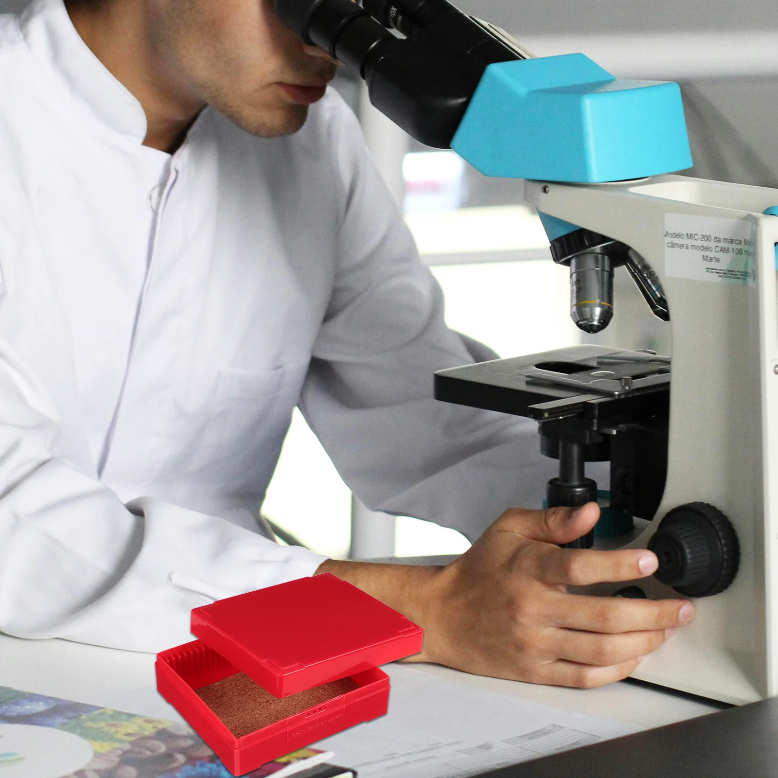 

Microscope Storage Box 50/100 Capacity Reusable Specimen Organizer Durable Laboratory Slide Holder Slide Container