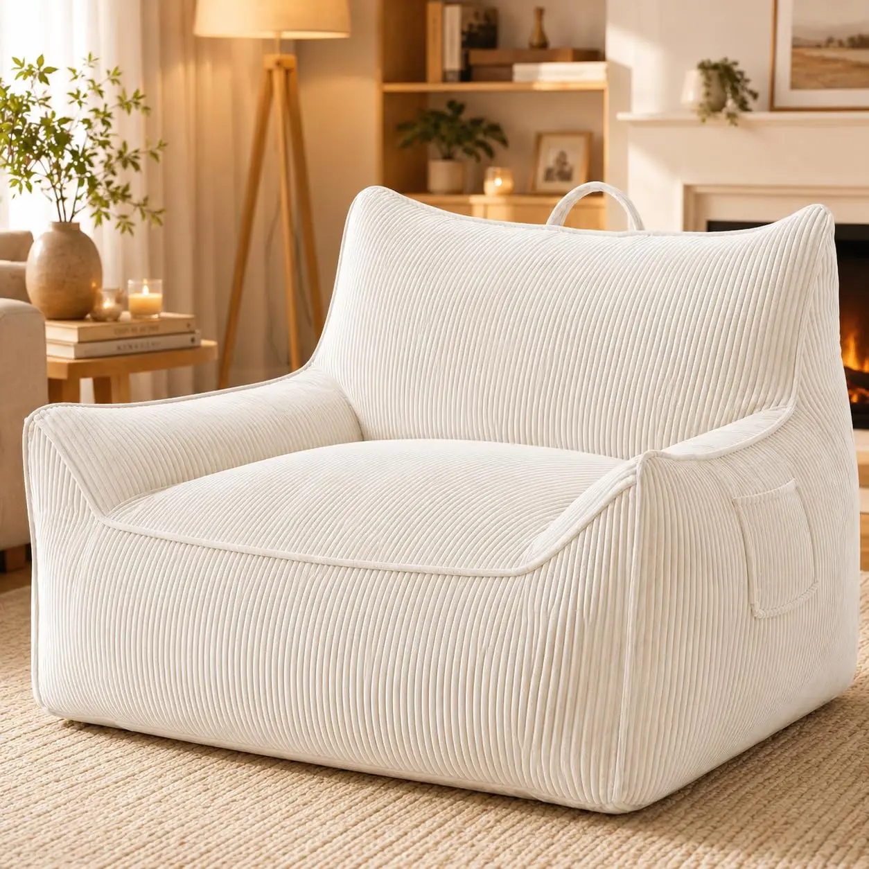 Bean Bag Chair for Adults Teens, Comfy Corduroy Beanbag Armchair