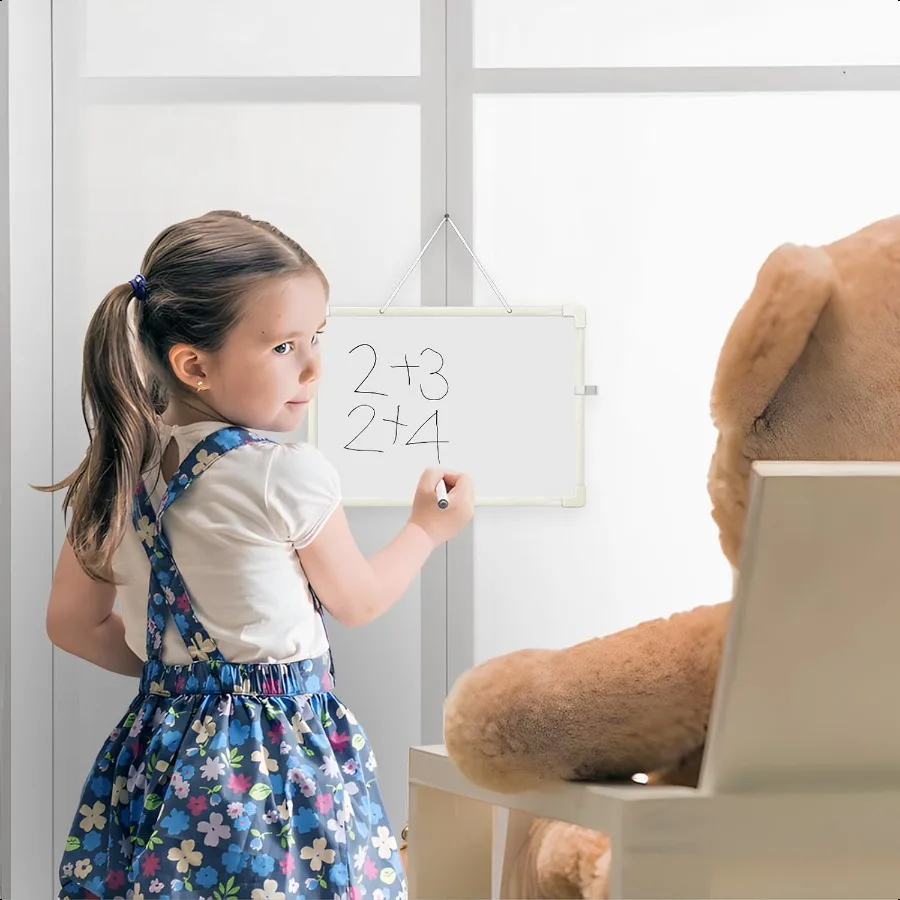 Dry Erase Board 9 x 12 Magnetic With Marker 2 Pack Double Sided Small White Board for Mini