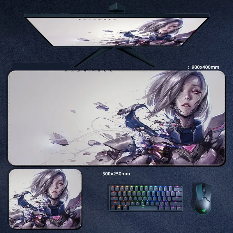 Grande bonito mouse pad lol jinx teclado de jogos tapete acessórios para computador protetor de mesa kawaii mousepad gamer anime mause almofadas