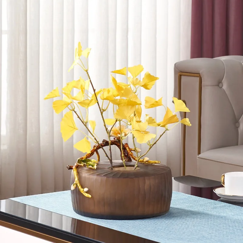 Легкая роскошная эмалированная ваза, домашний рабочий стол, композиция из сухоцветов, украшение шкафа для телевизора в гостиной, офисное украшение