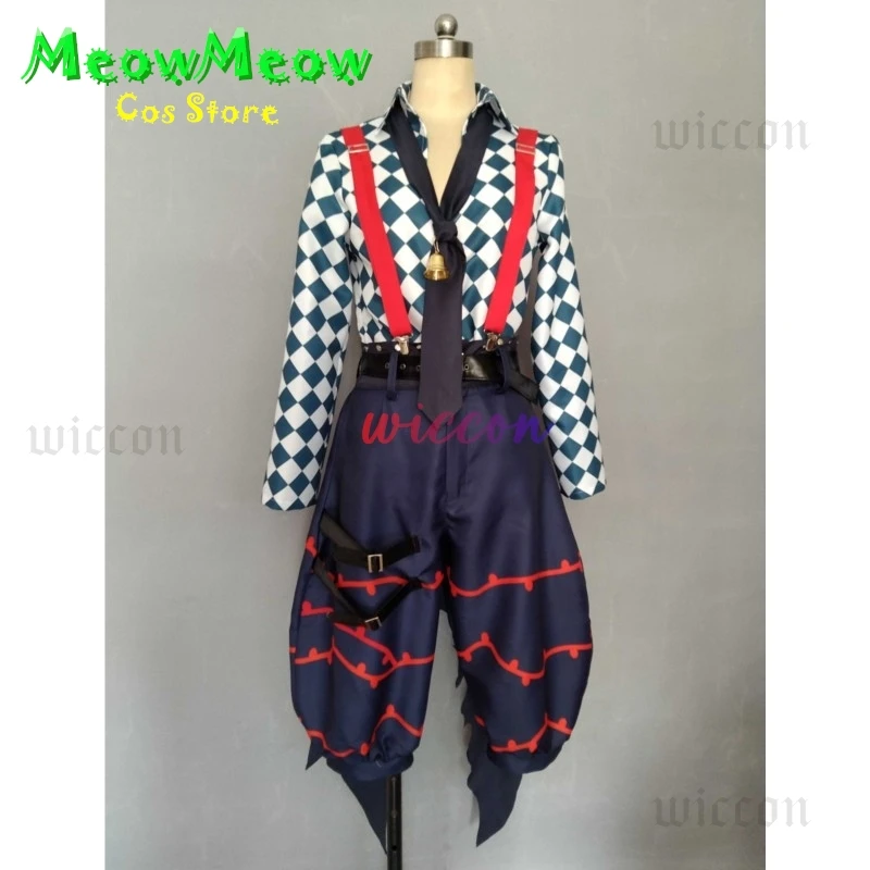 لعبة الشيطان بتلر لاتو باكا أزياء تنكرية لاتو زي مع جرس 1 متر شعر مستعار للهالوين كرنفال لعب الأدوار للرجال والنساء