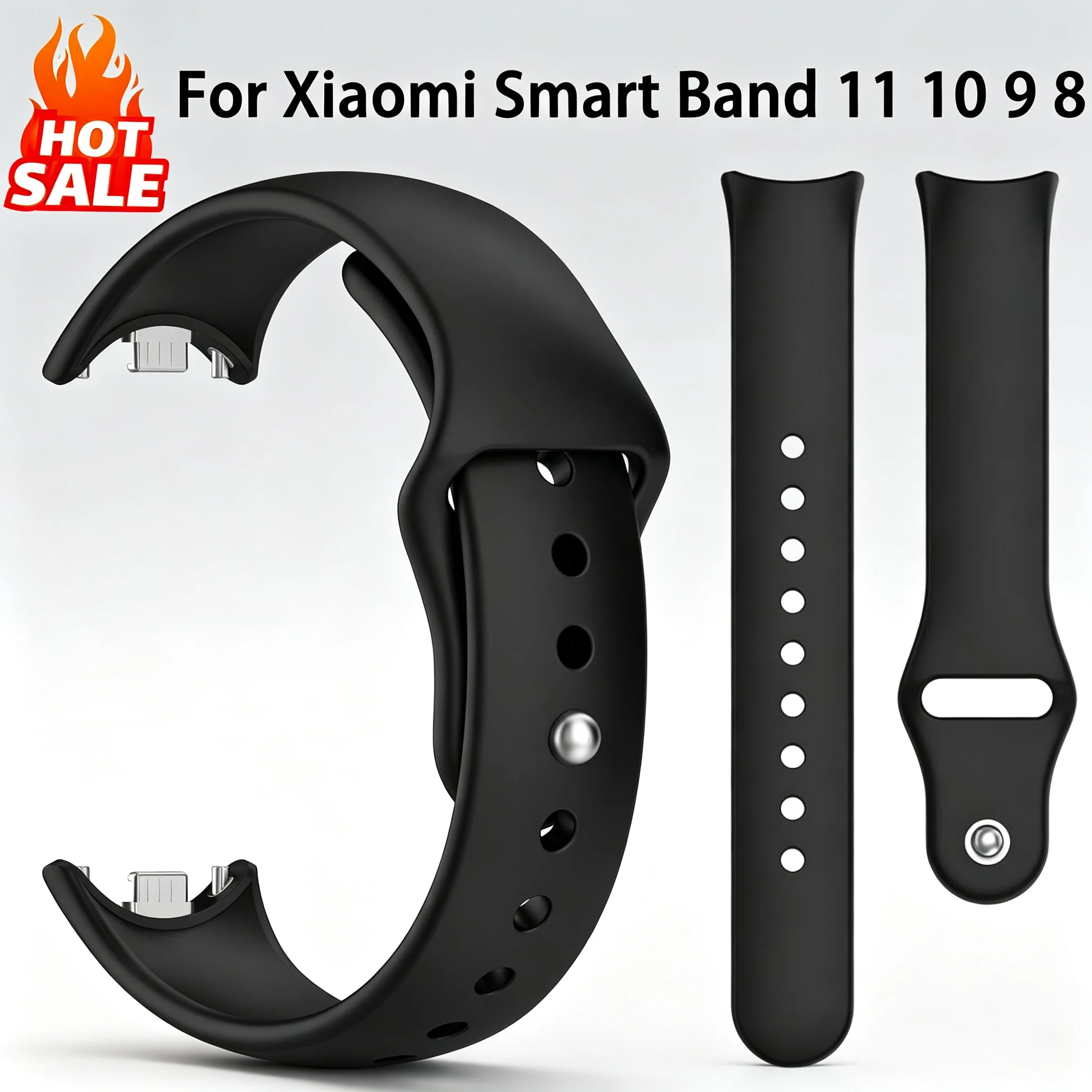 Silicone Strap For Xiaomi Mi Band 11 10 9 8 Sport Soft Bracelet Wristband Correa Xiaomi Smart Band 8 9 10 11 NFC Accessories