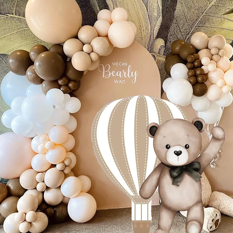 60/92/120cm Teddy Bear Party Carboards Brown Bear Hot Air Balloon 1st Birthday Theme Cutout DIY Decor Baby Shower Backdrop Decor