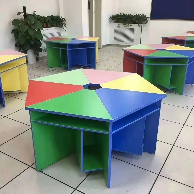 Hexagonal computer desk, computer room office hexagonal table, double table desktop splicing combination table, classroom