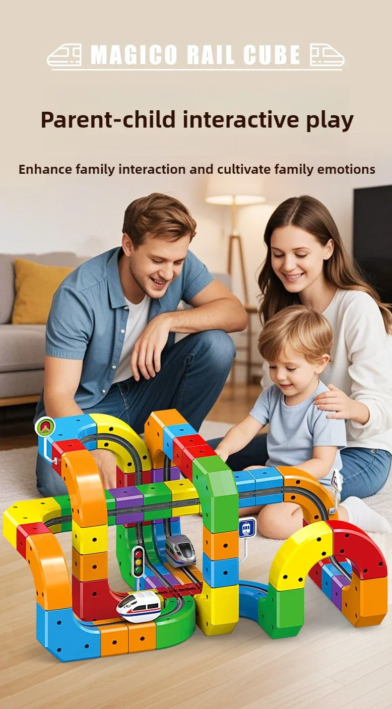 Children DIY Building Blocks Educational Toy Magnetic Rail Car Cube Toys Magical Track Train Construction Kids Christmas Gifts