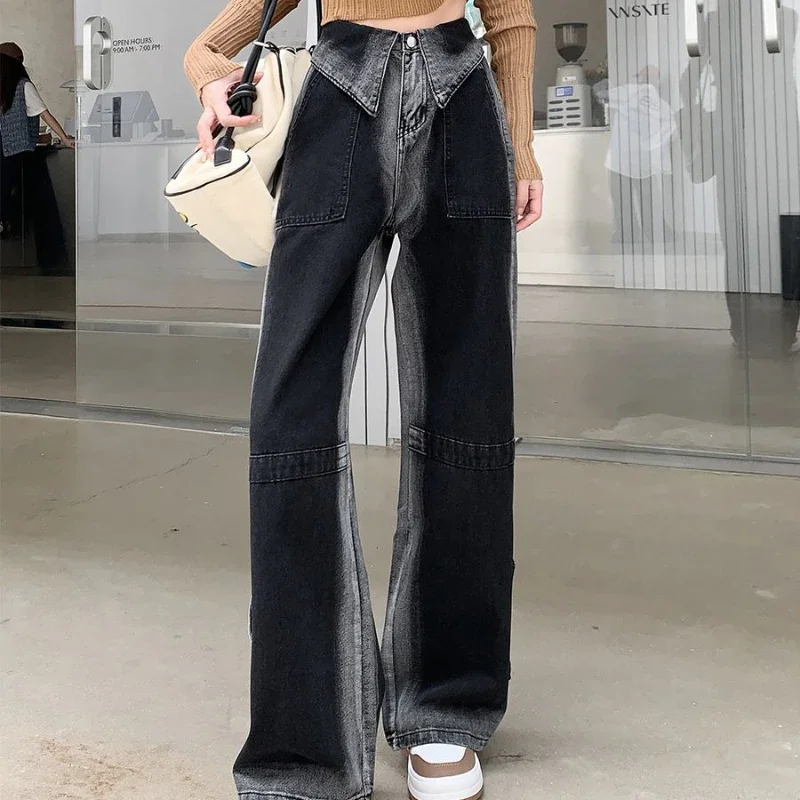 

Trousers High Waist Shot Straight Leg Pants for Women with Pockets Womens Jeans Black Gyaru New in Baggy Xxl Aesthetic A Hippie