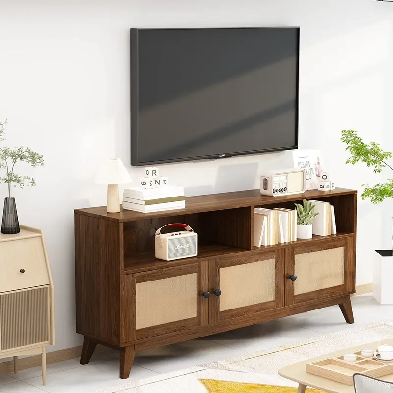 Custom Floor to Ceiling Low Cabinet Modern Simple Rattan Japanese TV Stand Small Apartment Living Room Audio Visual Storage