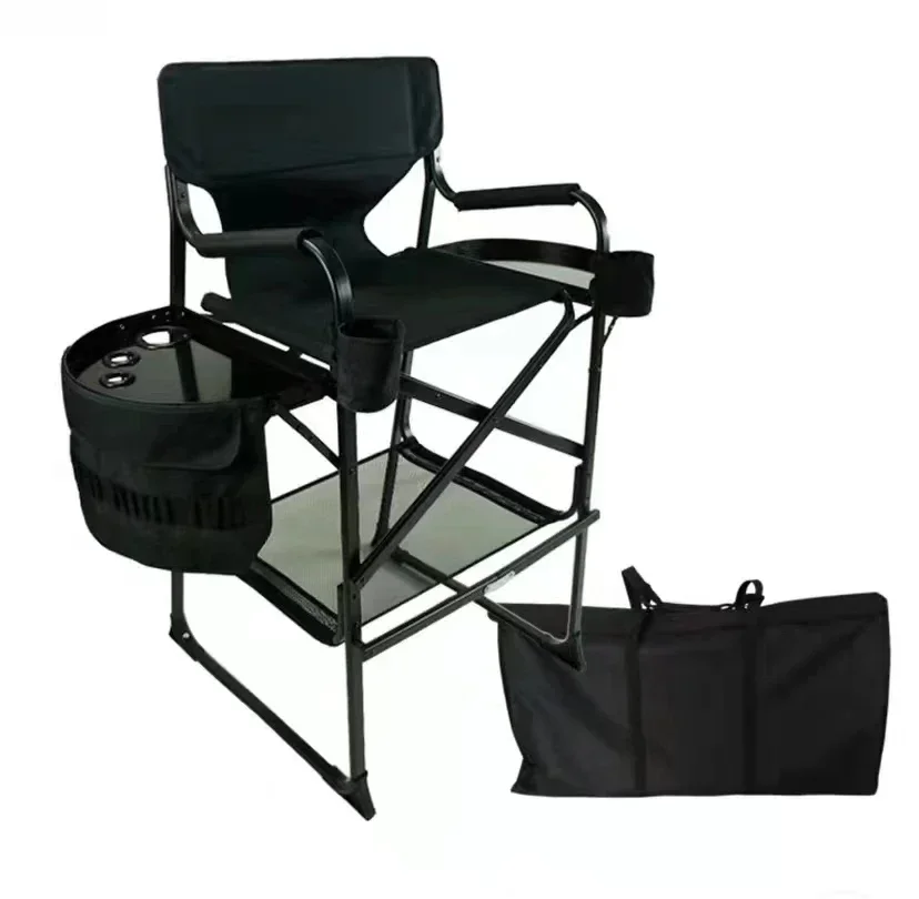 Outdoor Camping Aluminum Alloy Folding Chair Tall Black Makeup Director Chair Portable Outdoor Furniture Recliner Chair