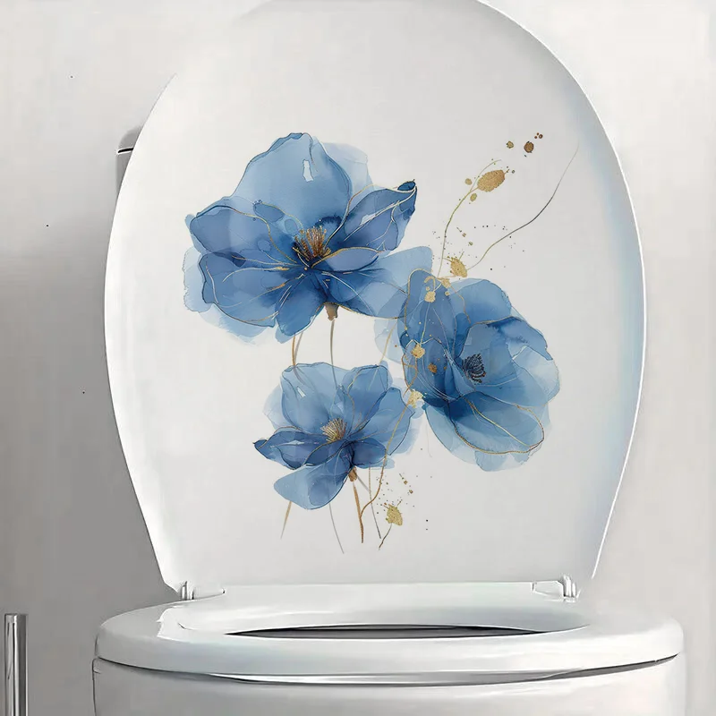 Abstract Floral Toilet Stickers, Bedroom Entryway Living Room Porch Home Decoration Wall Stickers, Removable Stickers
