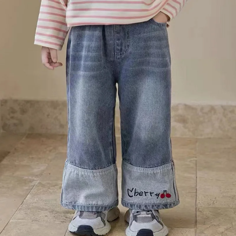 

Girls' Set Autumn Children's Striped Shirt Cartoon Vest+Baby Casual Autumn Outfit Three-Piece Pants Set Trendy