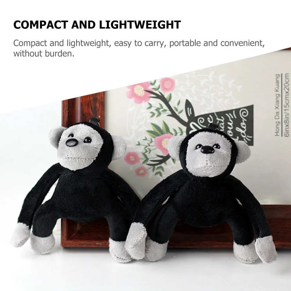 2 Pcs Orangutan Keychain Schoolbag Plush Pendants Stuffed Gorilla Ornament Ring Small Baby Black Purse