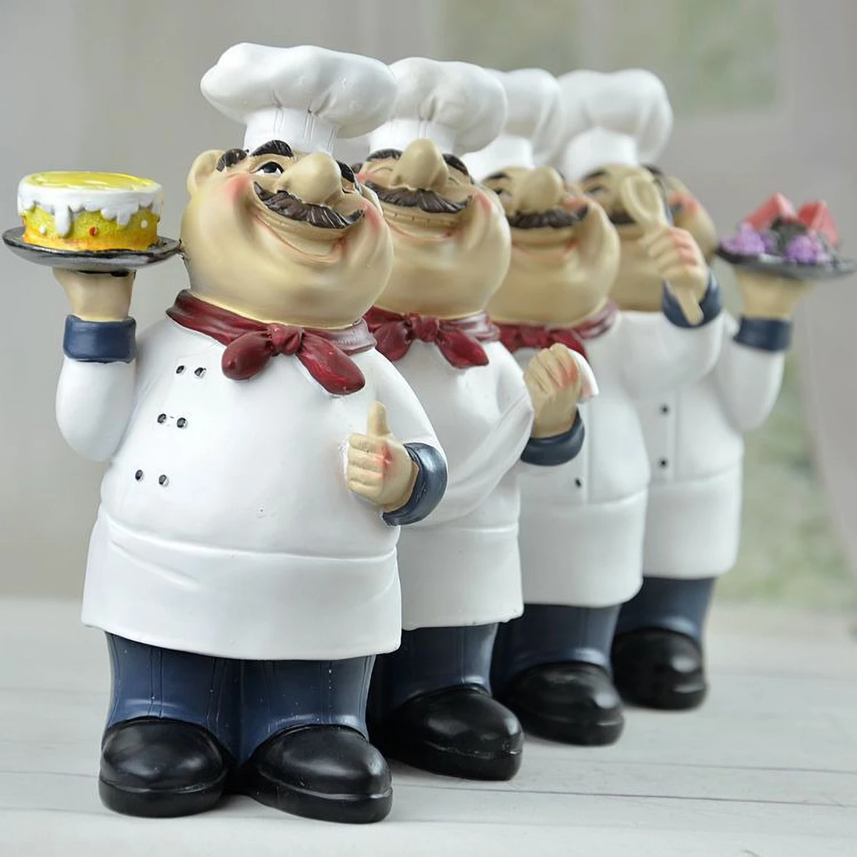 Rustic Bakery Chef Resin Statue - Farmhouse Cake Shop Decor for Kitchen Counter, Vintage Pastry Chef Gift for Bakers Food Lovers