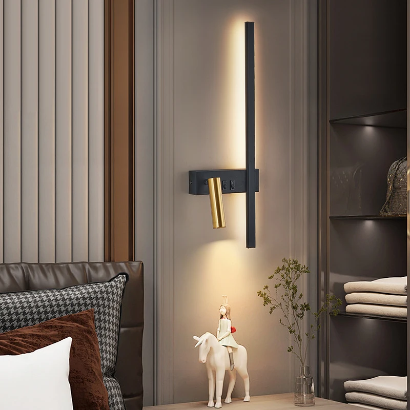 Cross-border Modern Minimalist Strip Wall Lamp Living Room Grille TV Background Wall Lamp Bedroom Bedside Lamp With Switch