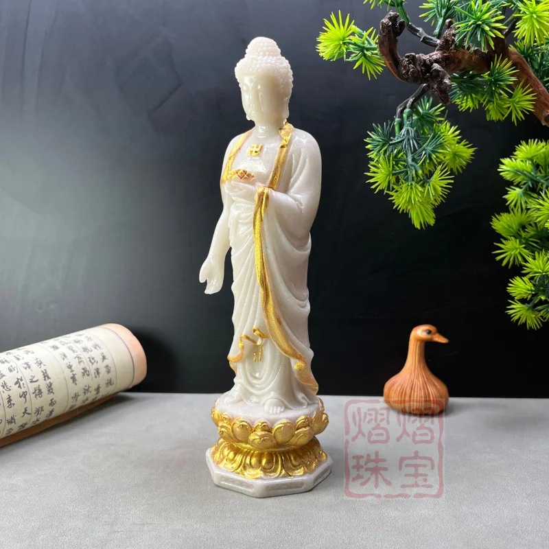 Directly supplied by the manufacturer: Gold-painted Amitabha and Shakyamuni Buddha statues for worship in temples, shrines, and