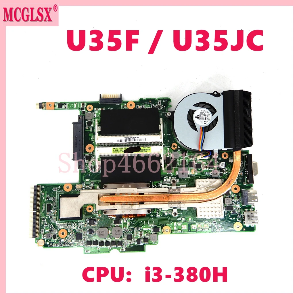 U35F with i3-380H CPU  Mainboard For ASUS U35UF U35J U35JC Laptop Motherboard 100% Tested OK