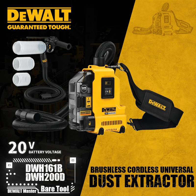 Dewalt-ヘッドセット161bコードレス,ユニバーサル集塵機,20v電動工具,dwh200d,ホース付き防塵抽出チューブキット