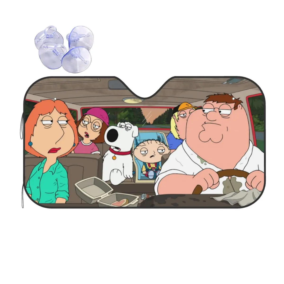 

Familys-Guys Anime Sunshade Windscreen Peter Drive Creative Car Front Windshield 70x130cm Car Sunshade Heat Reflector