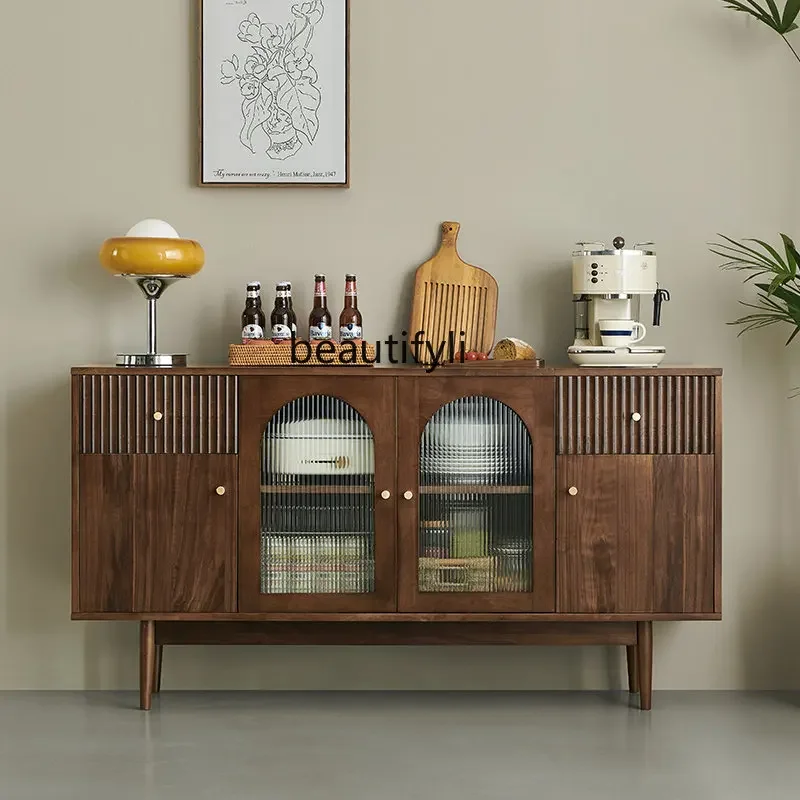 Nordic Solid Wood Sideboard Cabinet Simple Modern Locker Kitchen Glass Cupboard Tea Storage Wall Cabinet kitchen cabinets