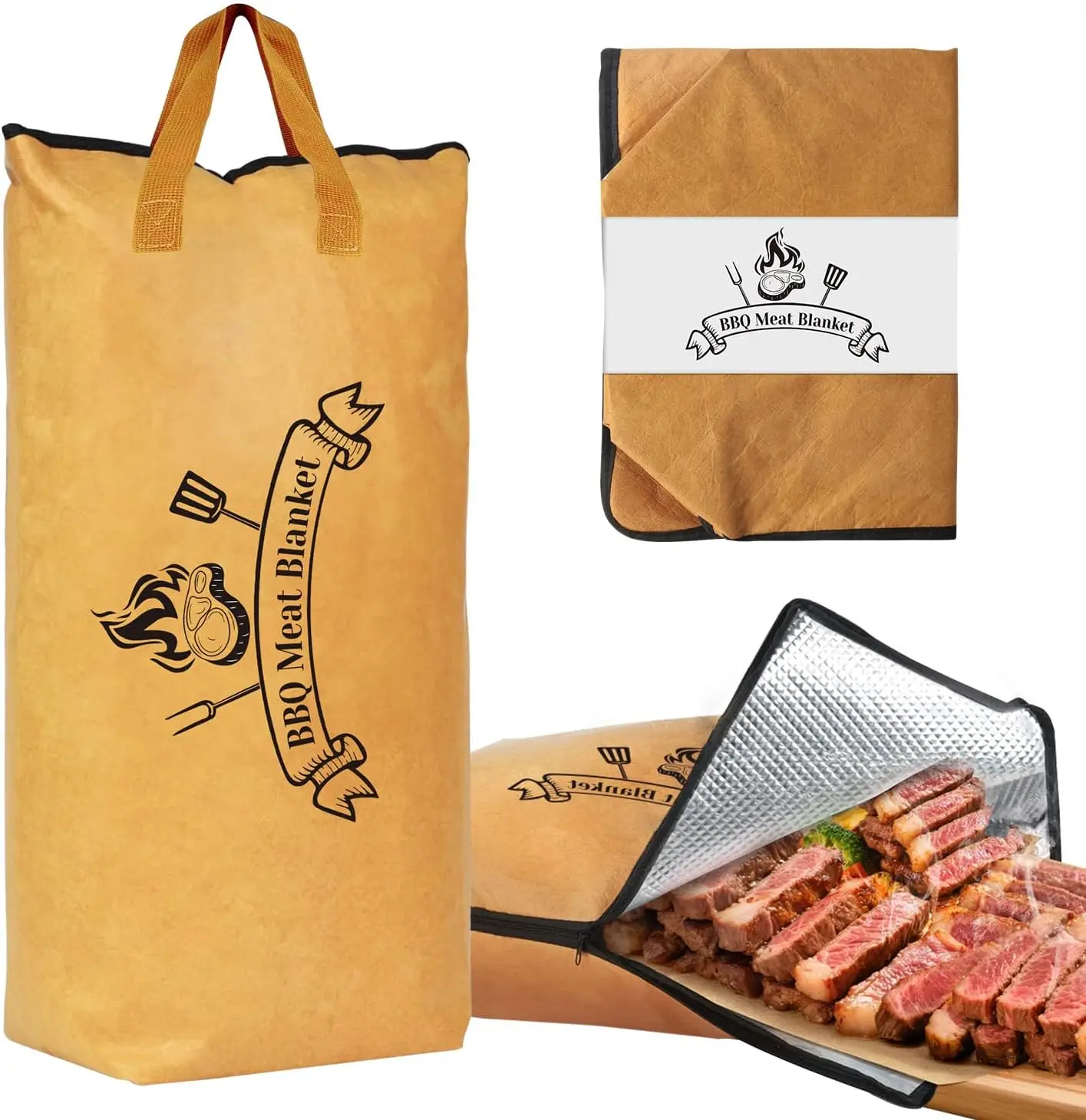 

Insulated BBQ Meat Blanket for Smoker, Reusable Brisket Rest Bag Compatible with Traeger & Pit Boss – Tan