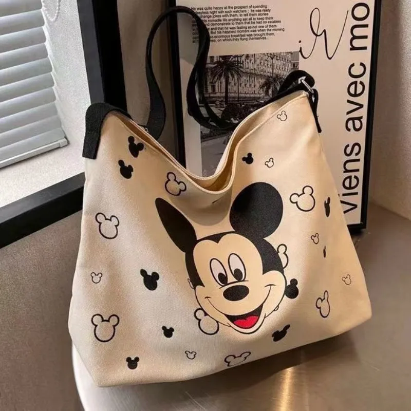 Disney Mickey Ins płócienna torba damska Crossbody 2024 lato nowe japońskie nadruk kreskówkowy torba na ramię dla ucznia o dużej pojemności