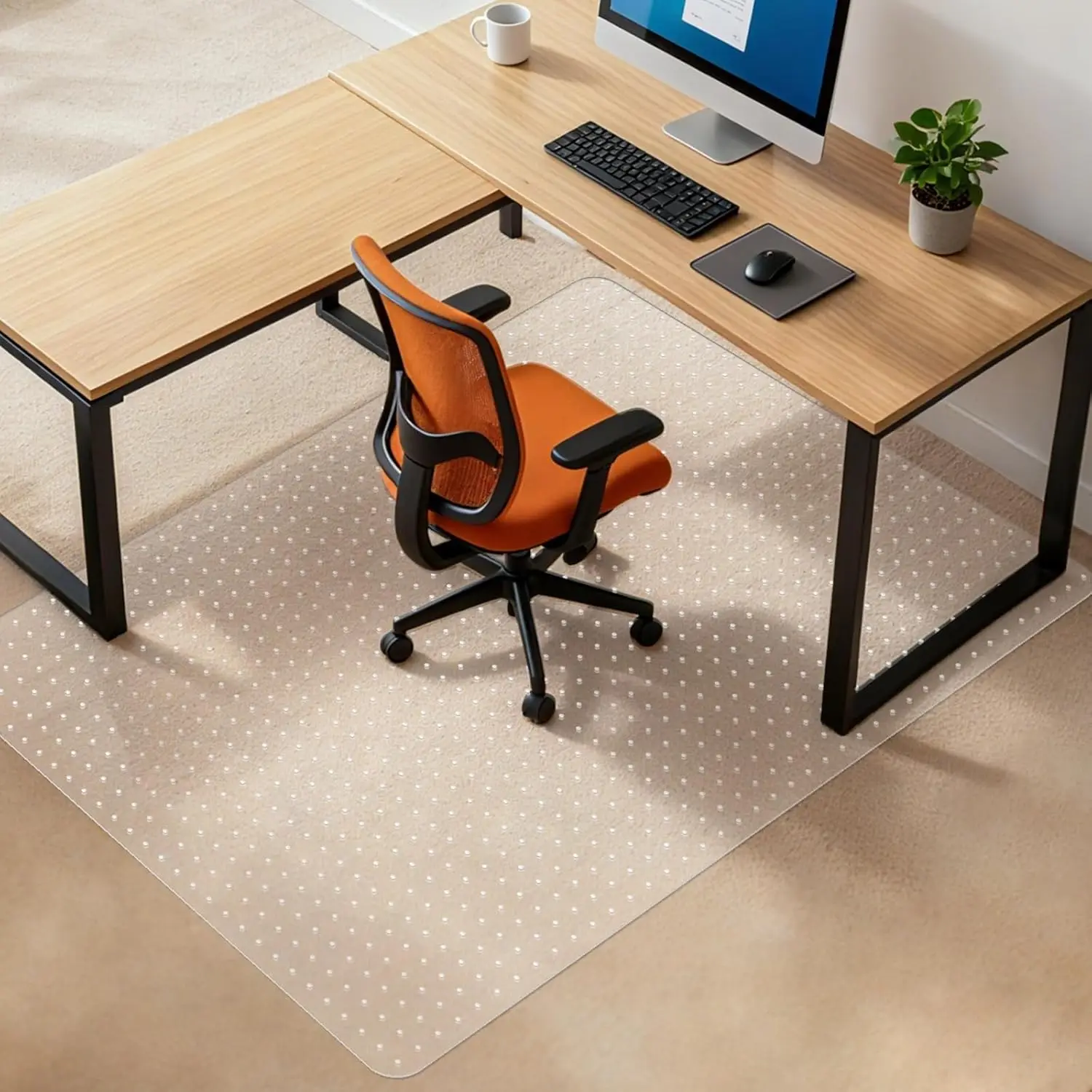 

Коврик для офисного кресла 48x65 дюймов для коврового покрытия, сверхпрочный, противоскользящий, защита пола под столом