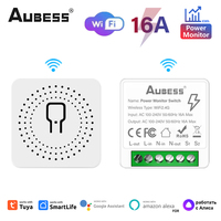 Aubess 16A Tuya WiFi DIY Smart Switch Power Monitor 2-way Control Smart Home Automation Via Alexa Google Home Alice Smart Life