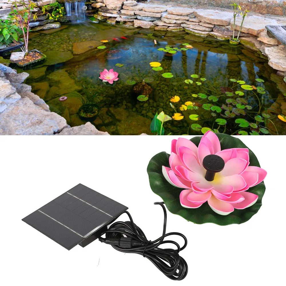2 Pcs 1.4W Power Solar Water Pump Floating Design 5 Nozzles Floating Solar Fountain 6 Nozzles 9.8FT Cord