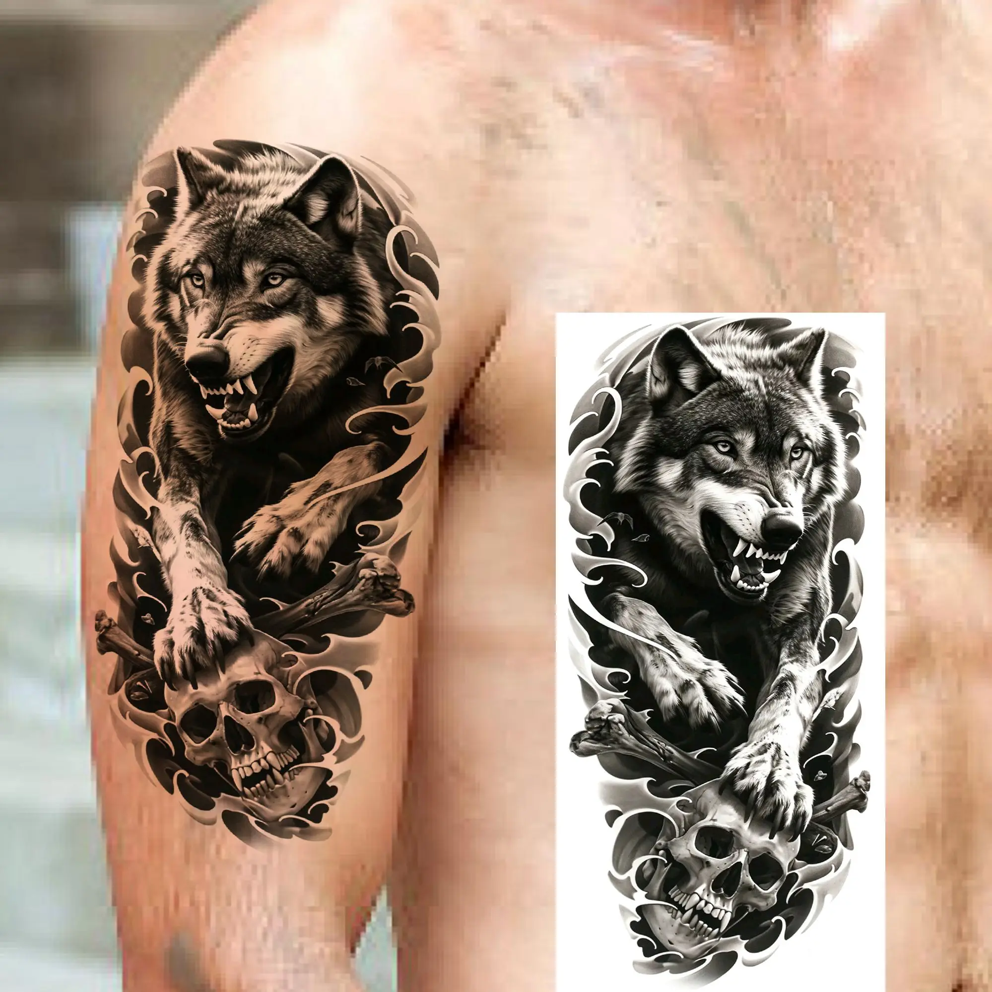 1 Sheet Trendy Cool Tiger Wolf Eagle Temporary Tattoos For Men Women Waterproof Realistic Animals Fake Tattoo Sticker Last Long view 6