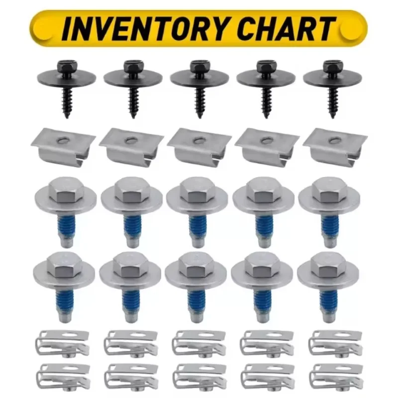 

30PC Engine Undertray Clips Gasket Screws Kit For Mercedes-Benz Under Cover Splashguard Bolts Interior Accessories