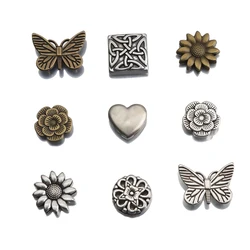 10Pcs Alloy Butterfly Beads Sun Flowers Slider Spacer Loose Bead For Jewelry Findings Making Diy Bracelet Necklace Accessories