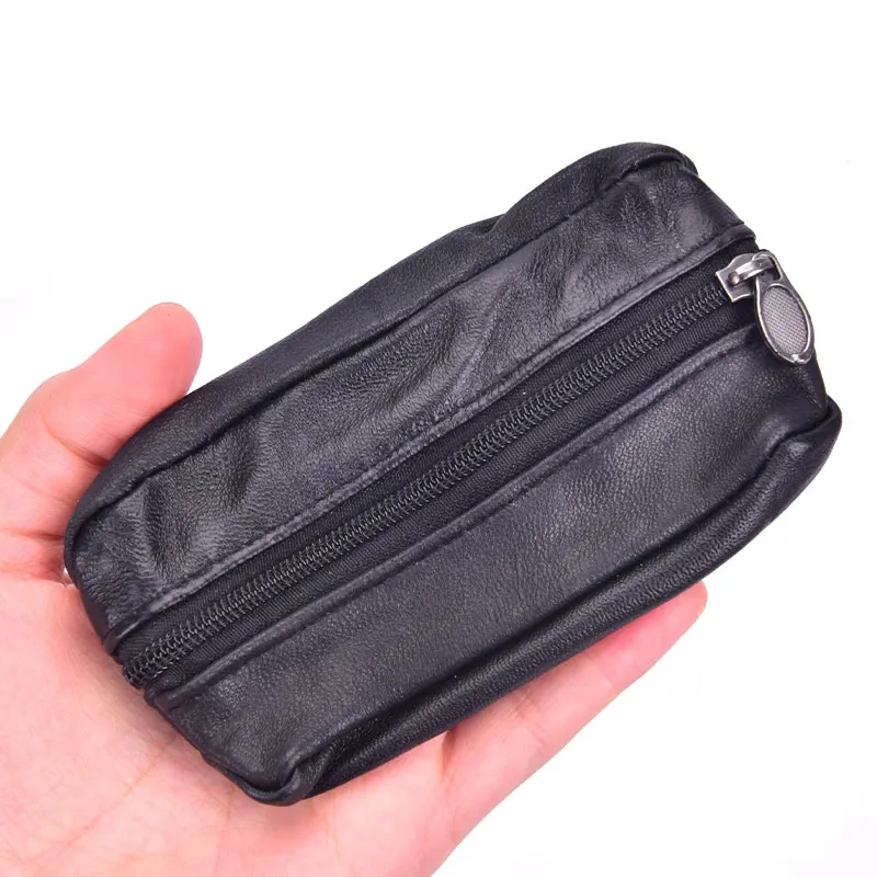*1Pcs Mini Leather Zipper Key Wallet Unisex Small Change Purse Keychain Bag For Men